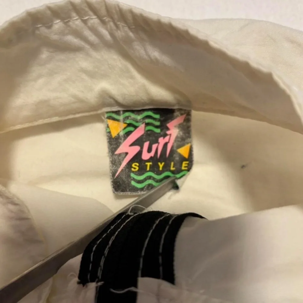 Vintage Surf Style Pullover Windbreaker Jacket OS XXL White FLAW - Picture 6 of 7